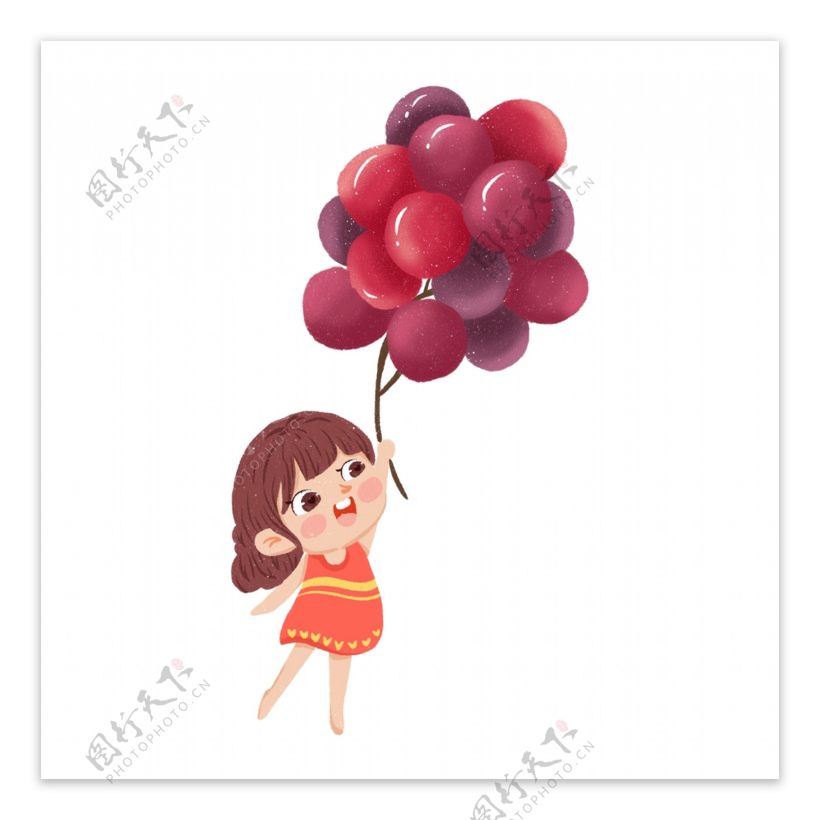 一个踮着脚拿着葡萄的小女孩