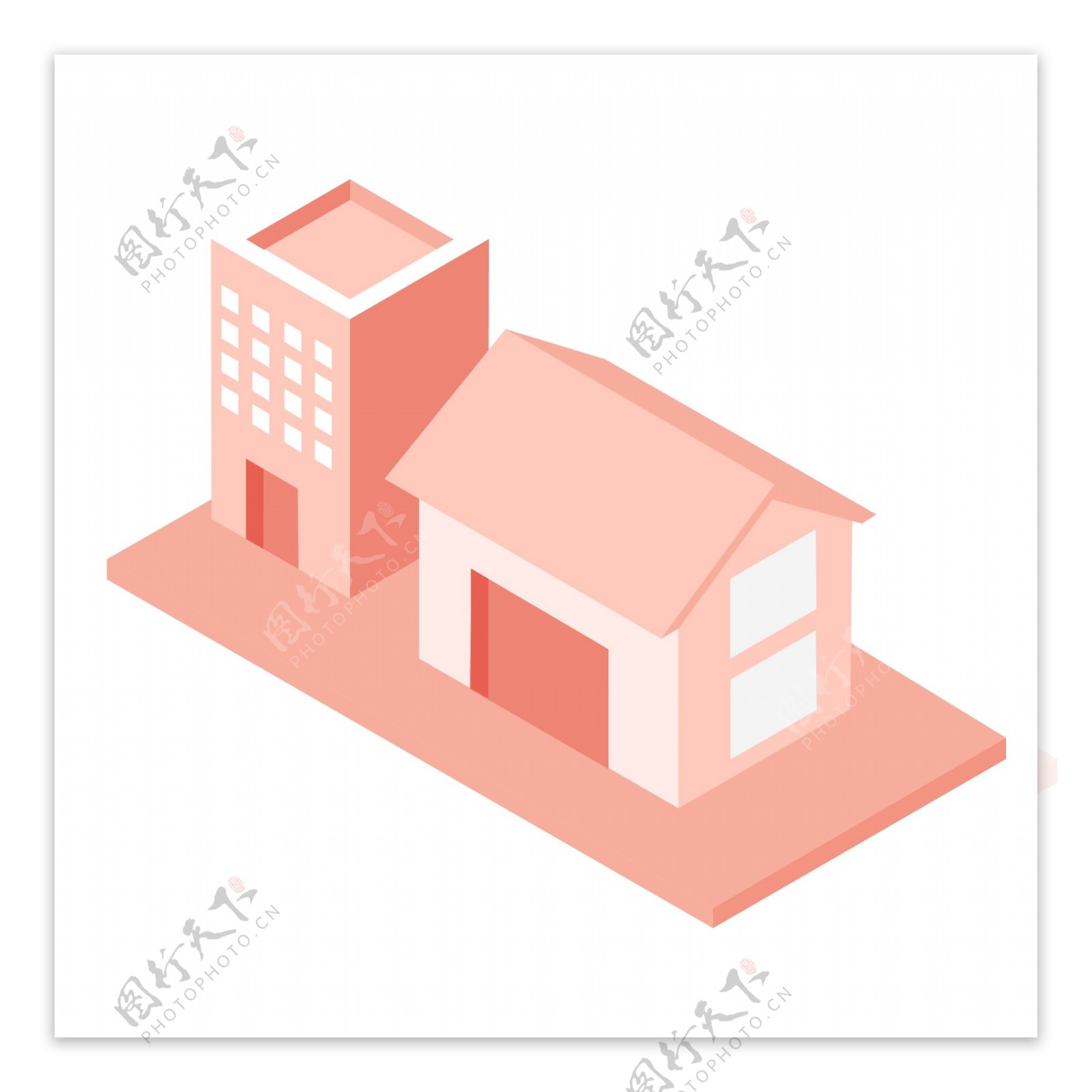 粉色立体建筑