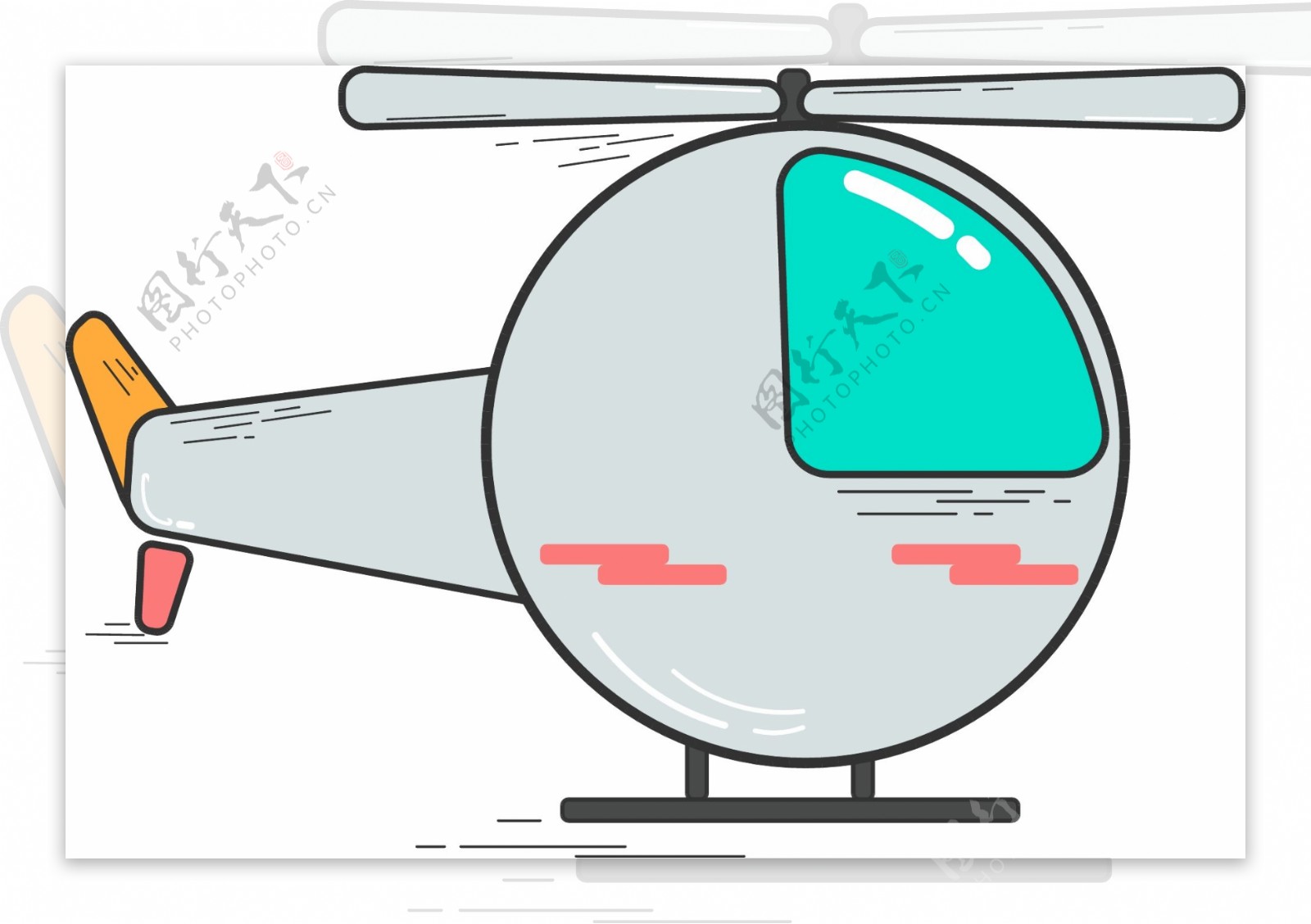 灰色卡通直升机