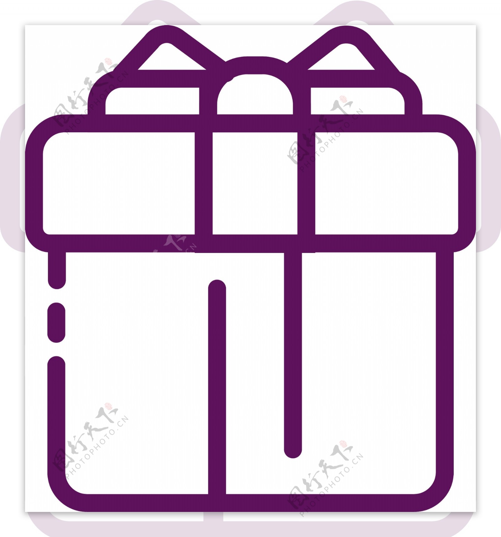 紫色圆角礼盒图标元素