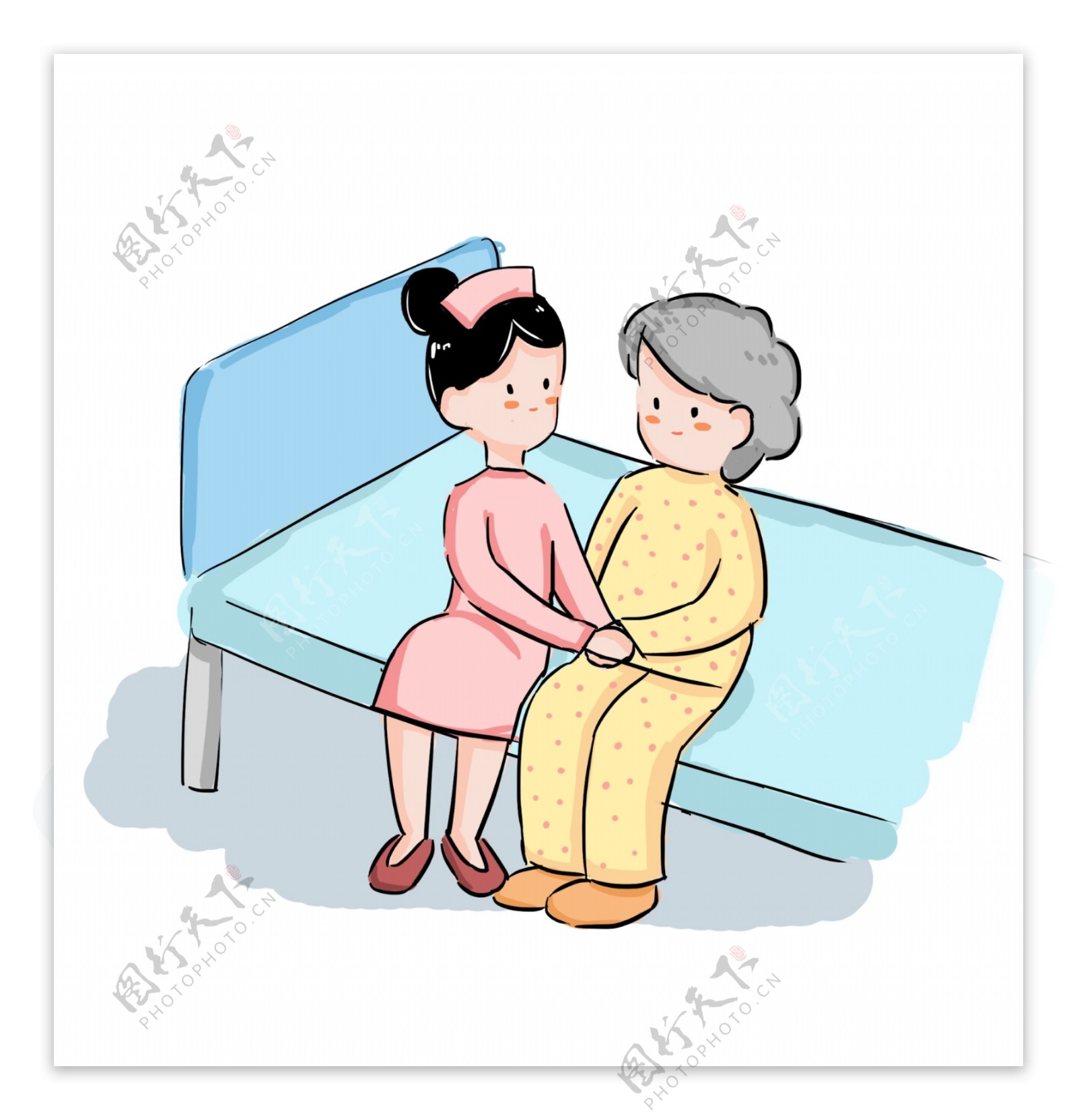 医疗健康医患关系和谐床边护士关怀患者免扣PNG
