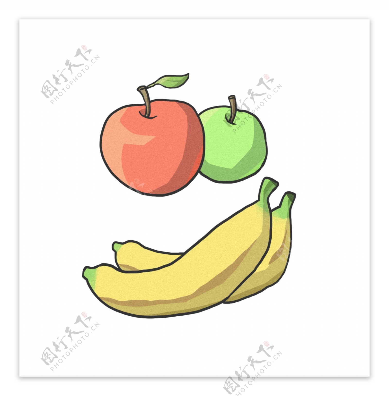 苹果香蕉手绘素材