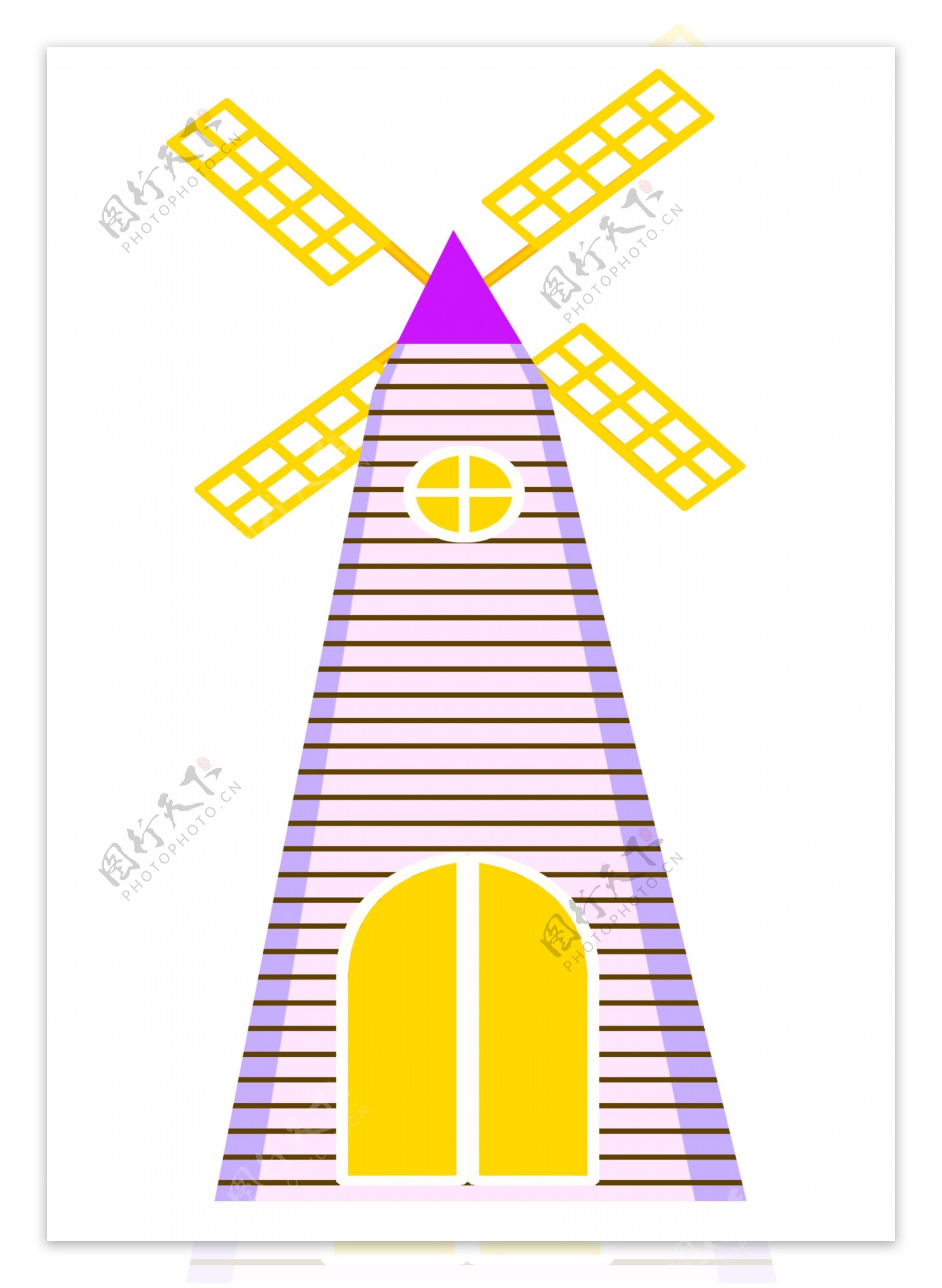 黄色的风车建筑插画