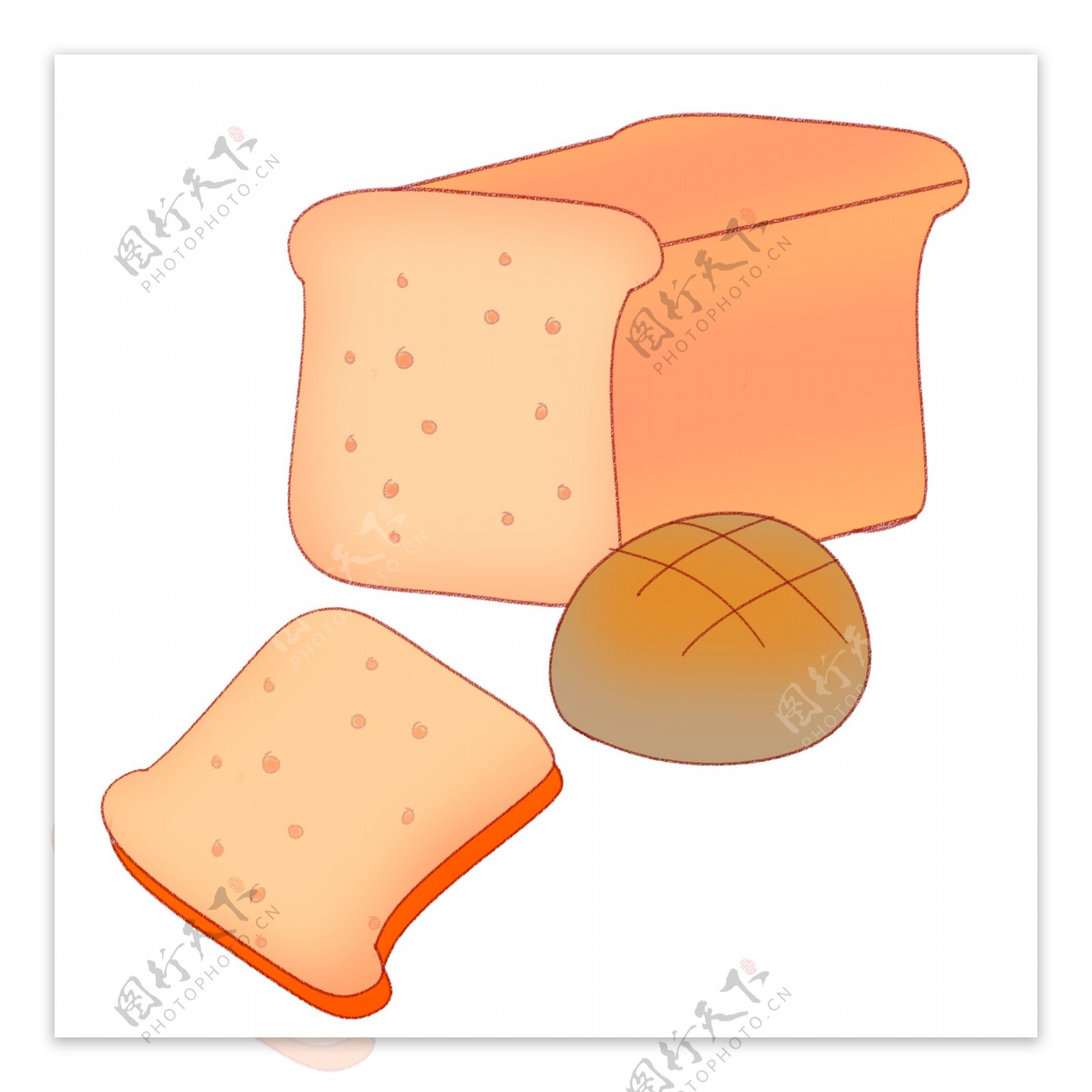 面包美食卡通插画