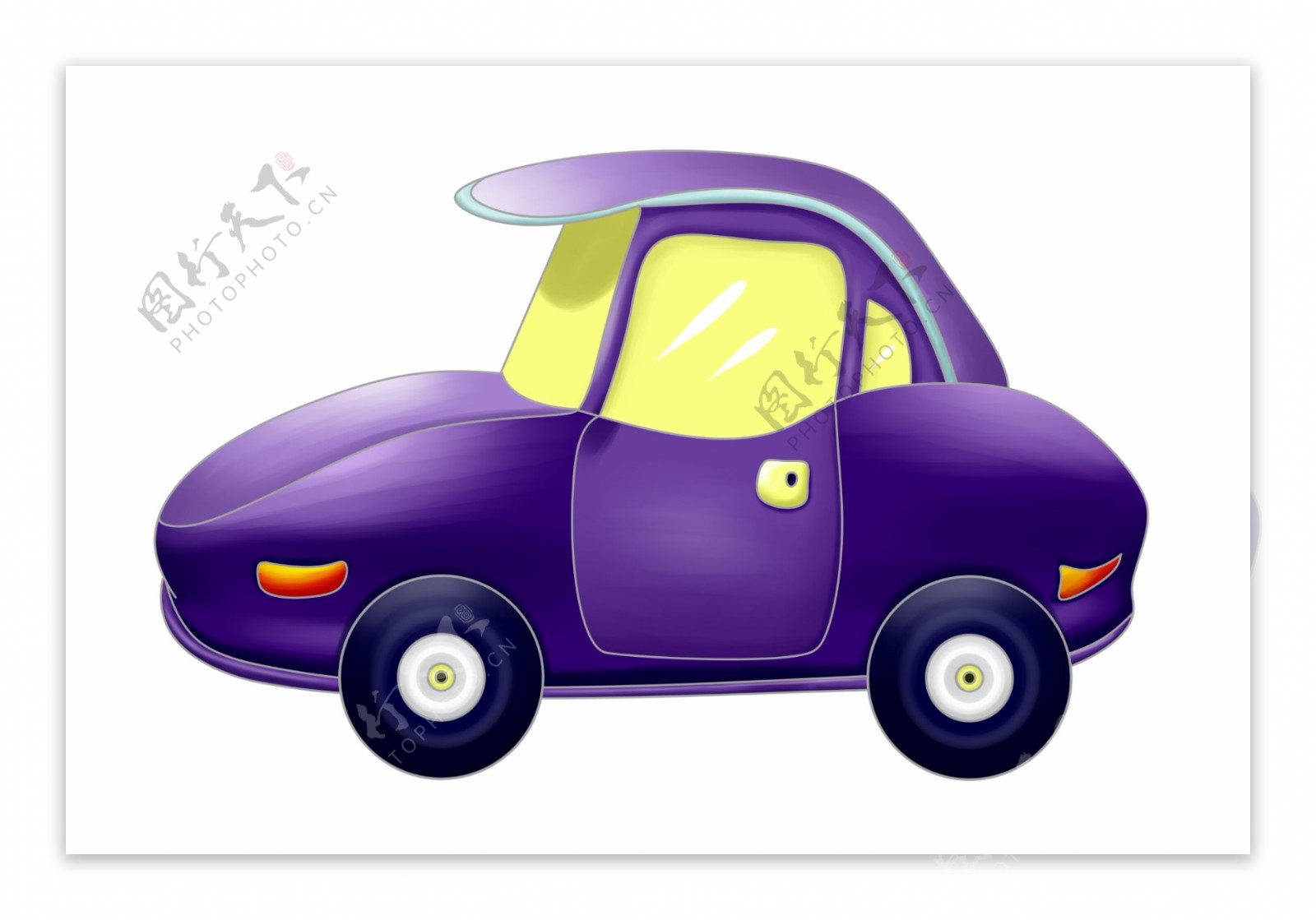 紫色汽车卡通插画
