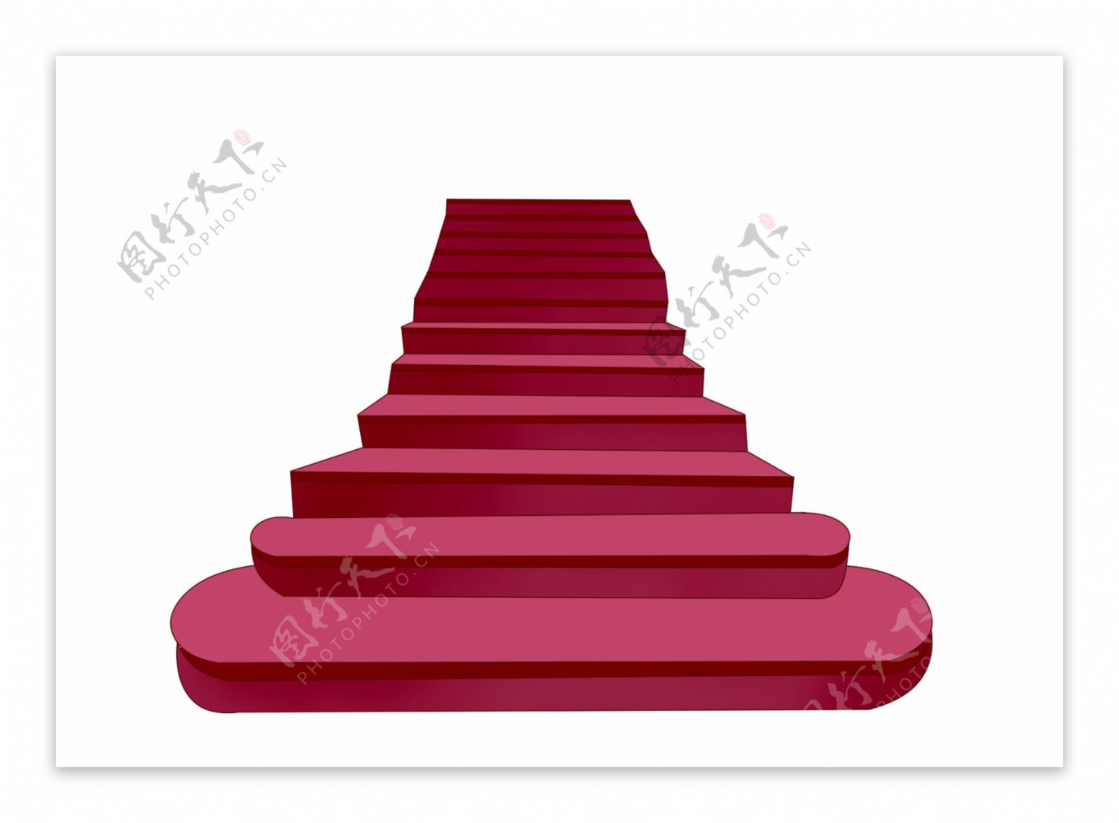 红色的建筑楼梯插画