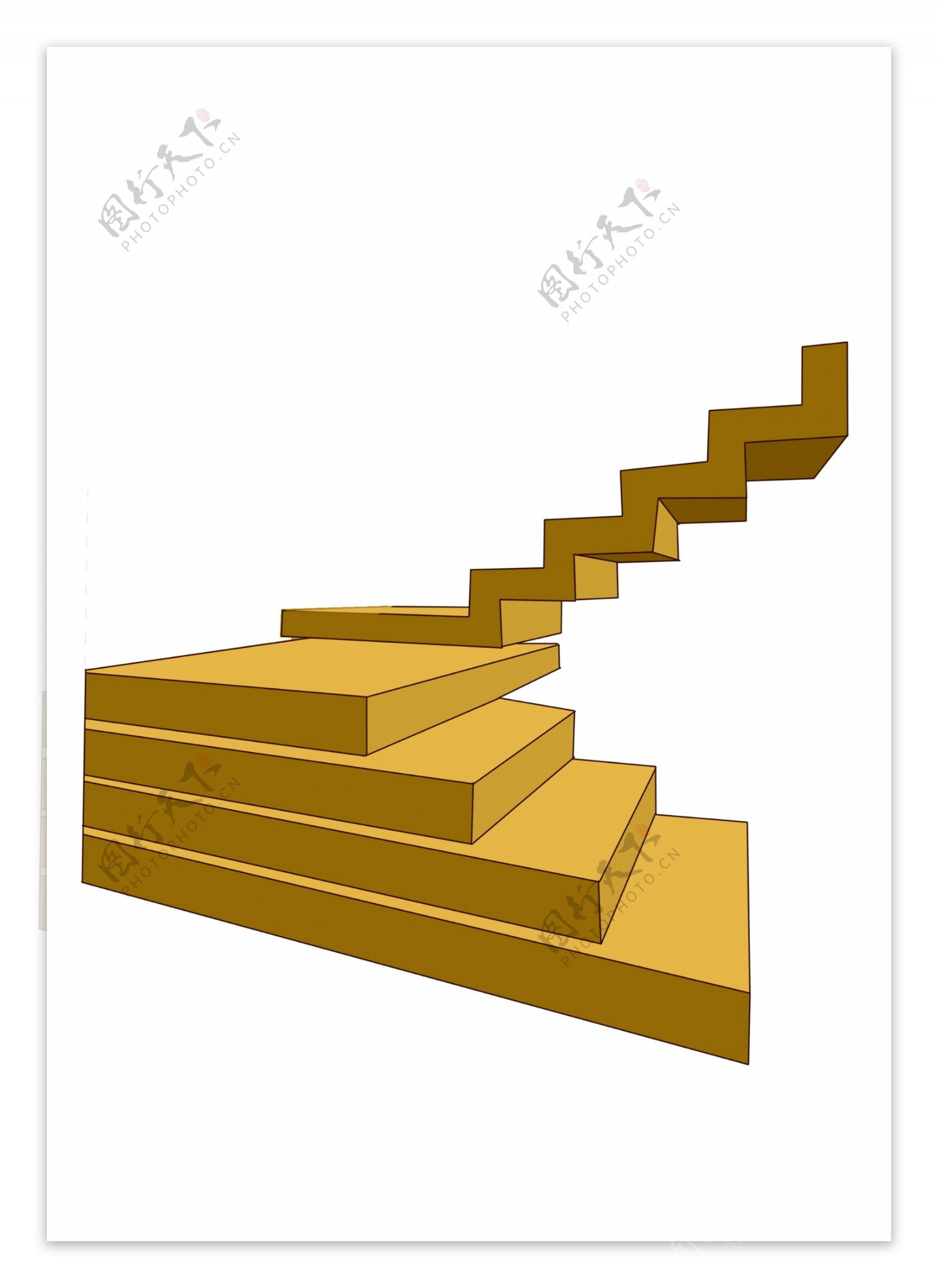 黄色的木质楼梯插画
