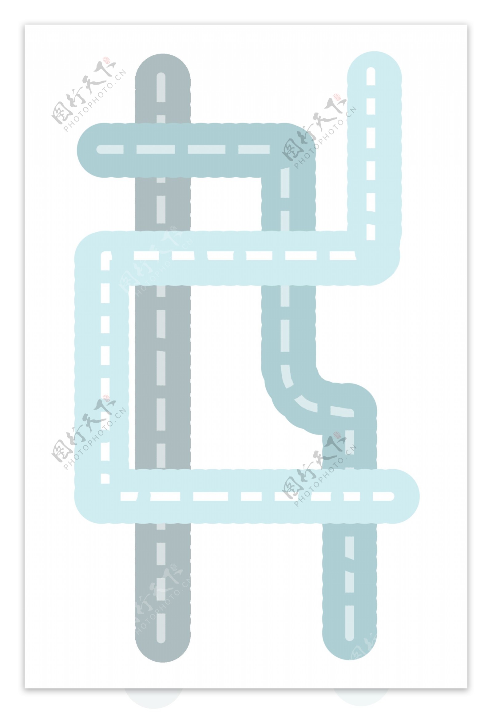 蓝色的复杂道路插画