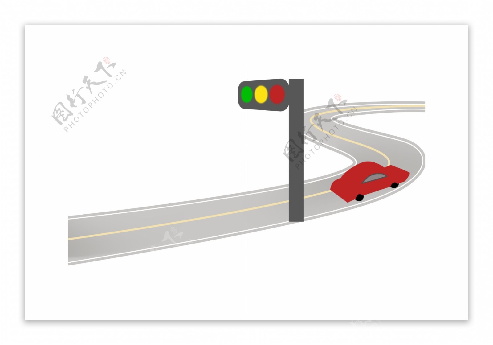 马路和红绿灯插画