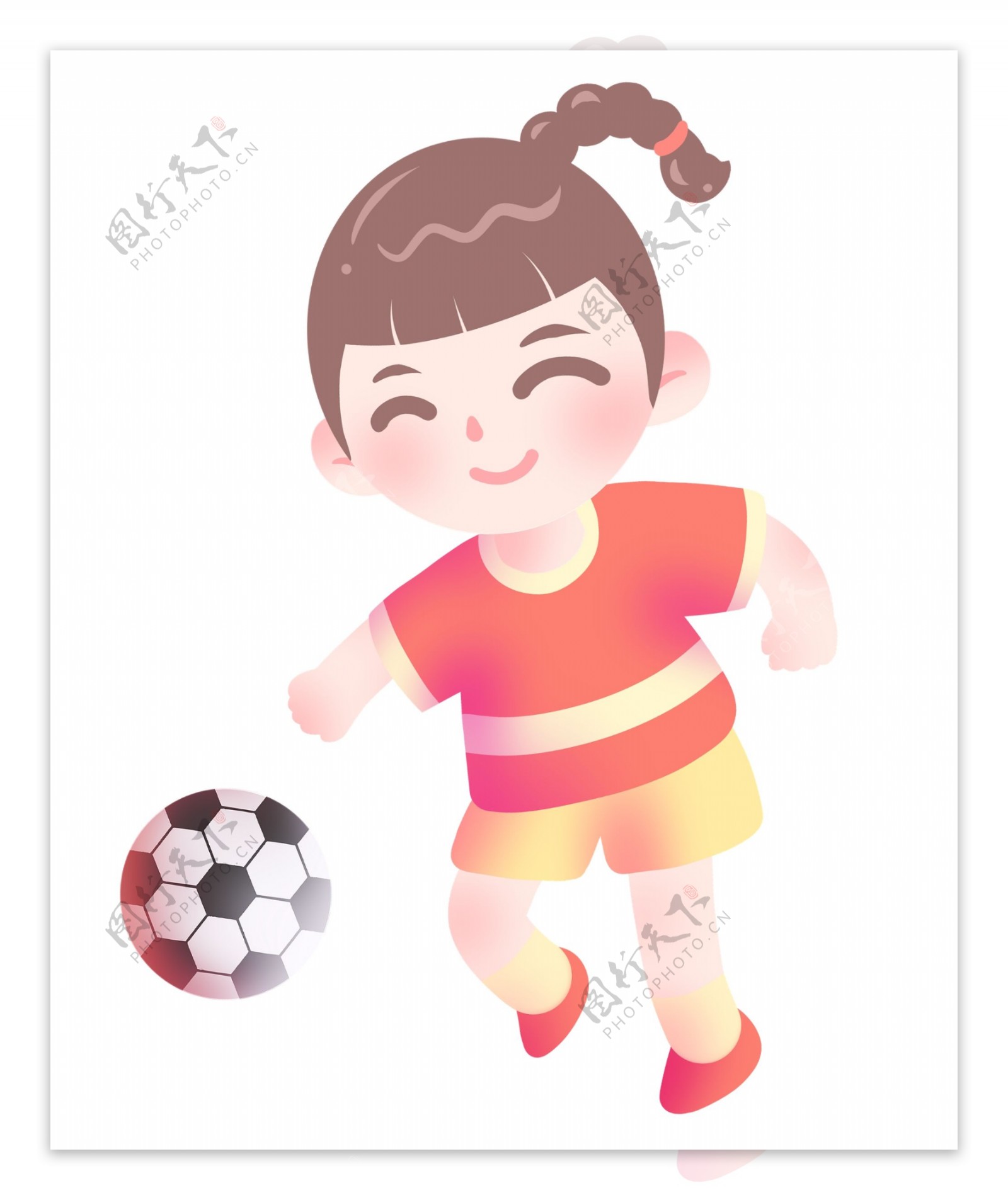 圆形足球和小女孩