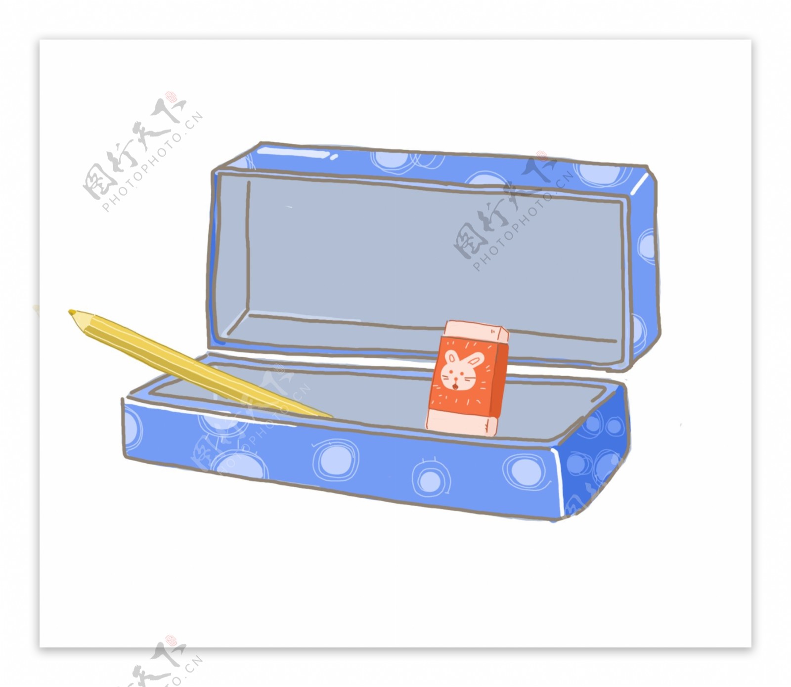 蓝色的笔盒装饰插画
