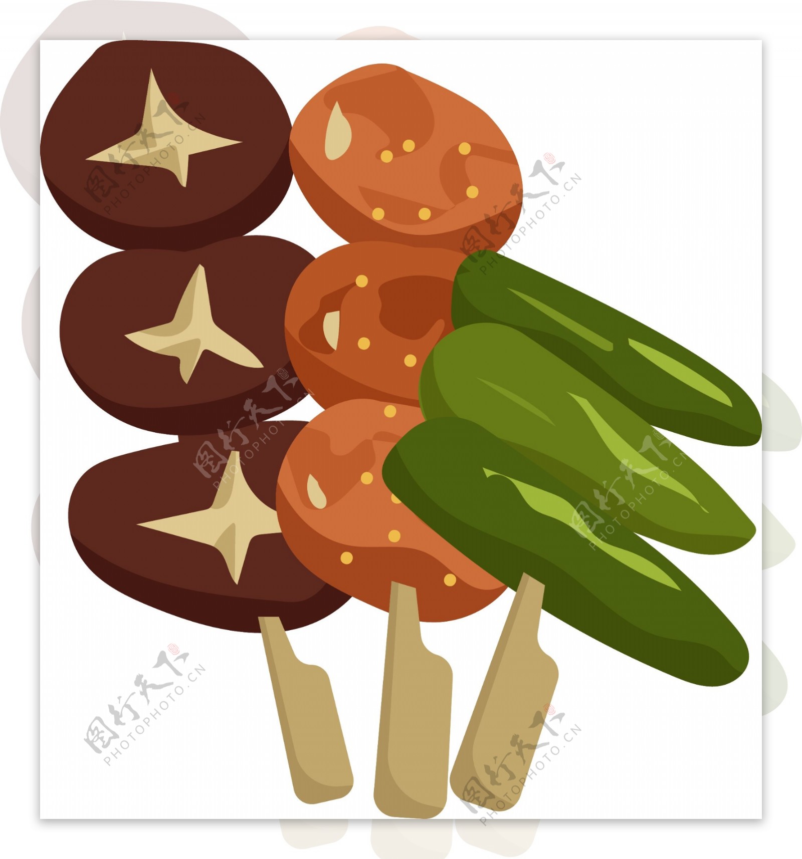 烧烤蘑菇装饰插画