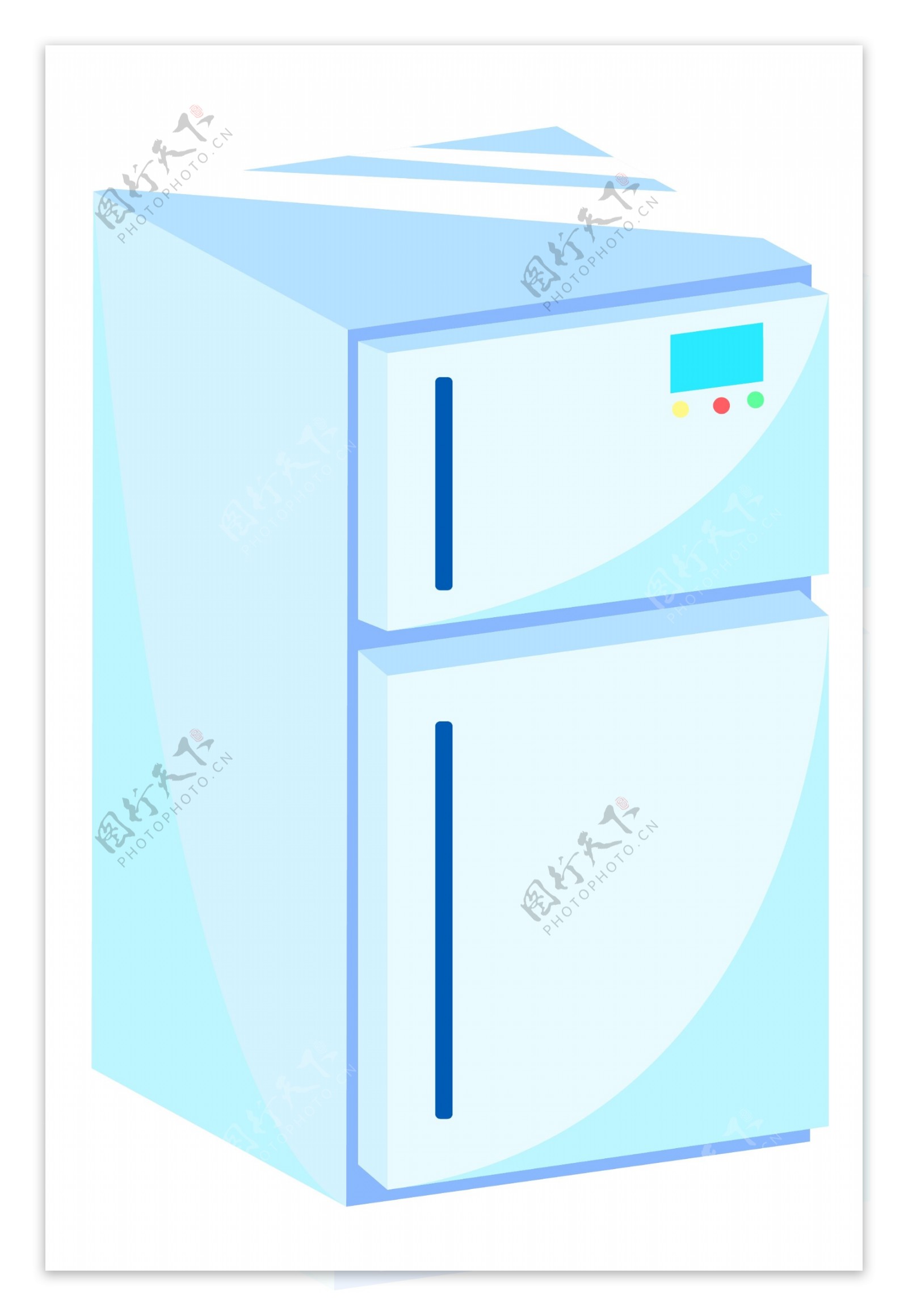 蓝色的冰箱装饰插画