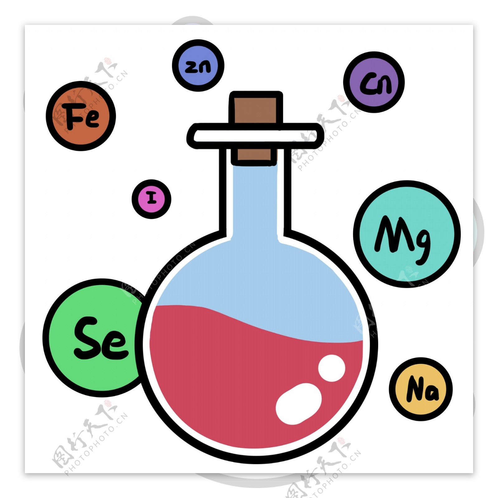 化学圆形瓶子插画