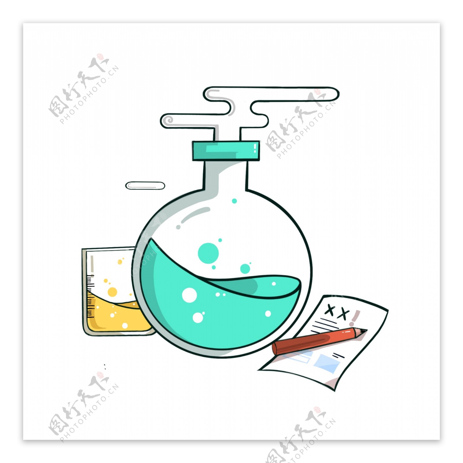 精致的化学烧杯插画