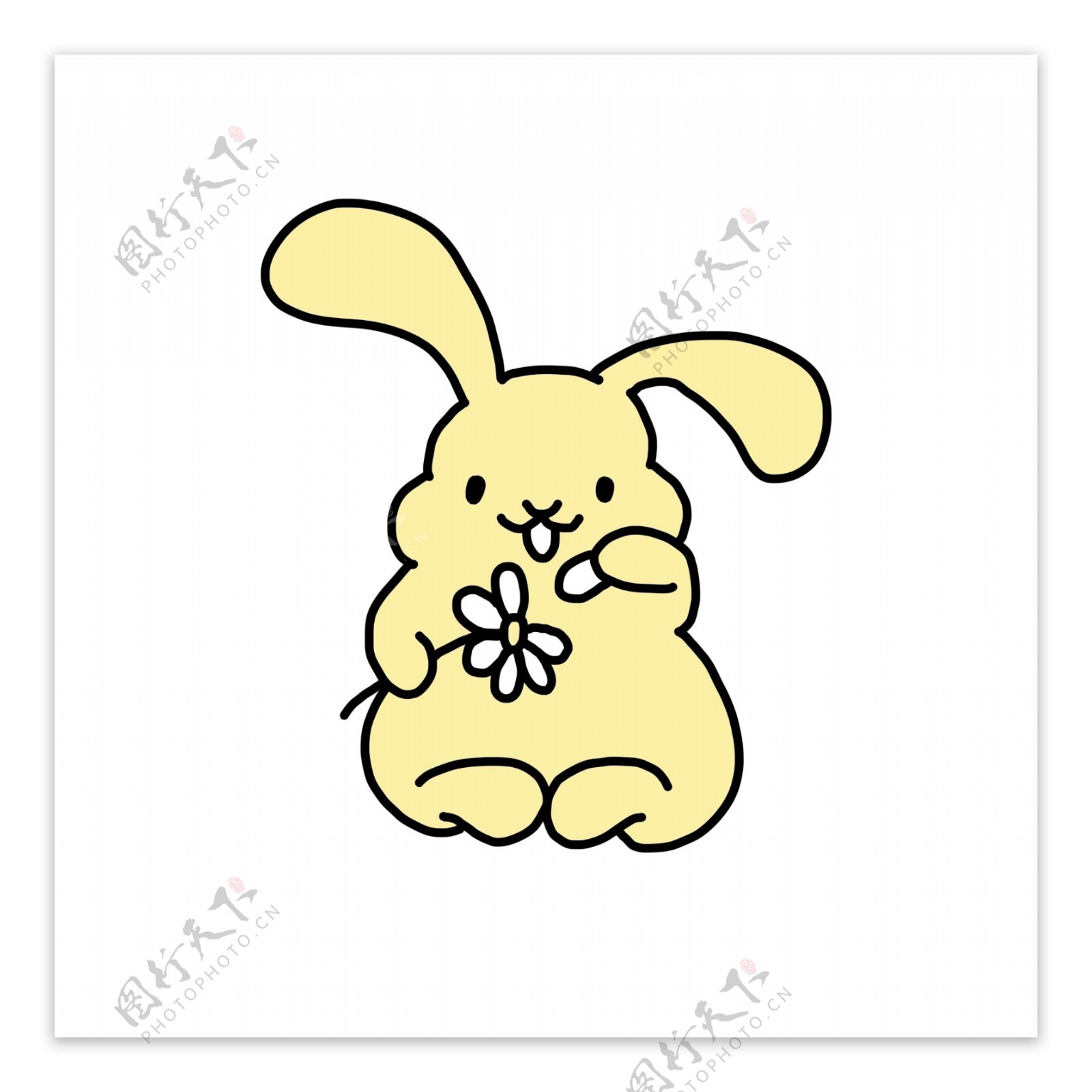 复活节黄色兔子插图
