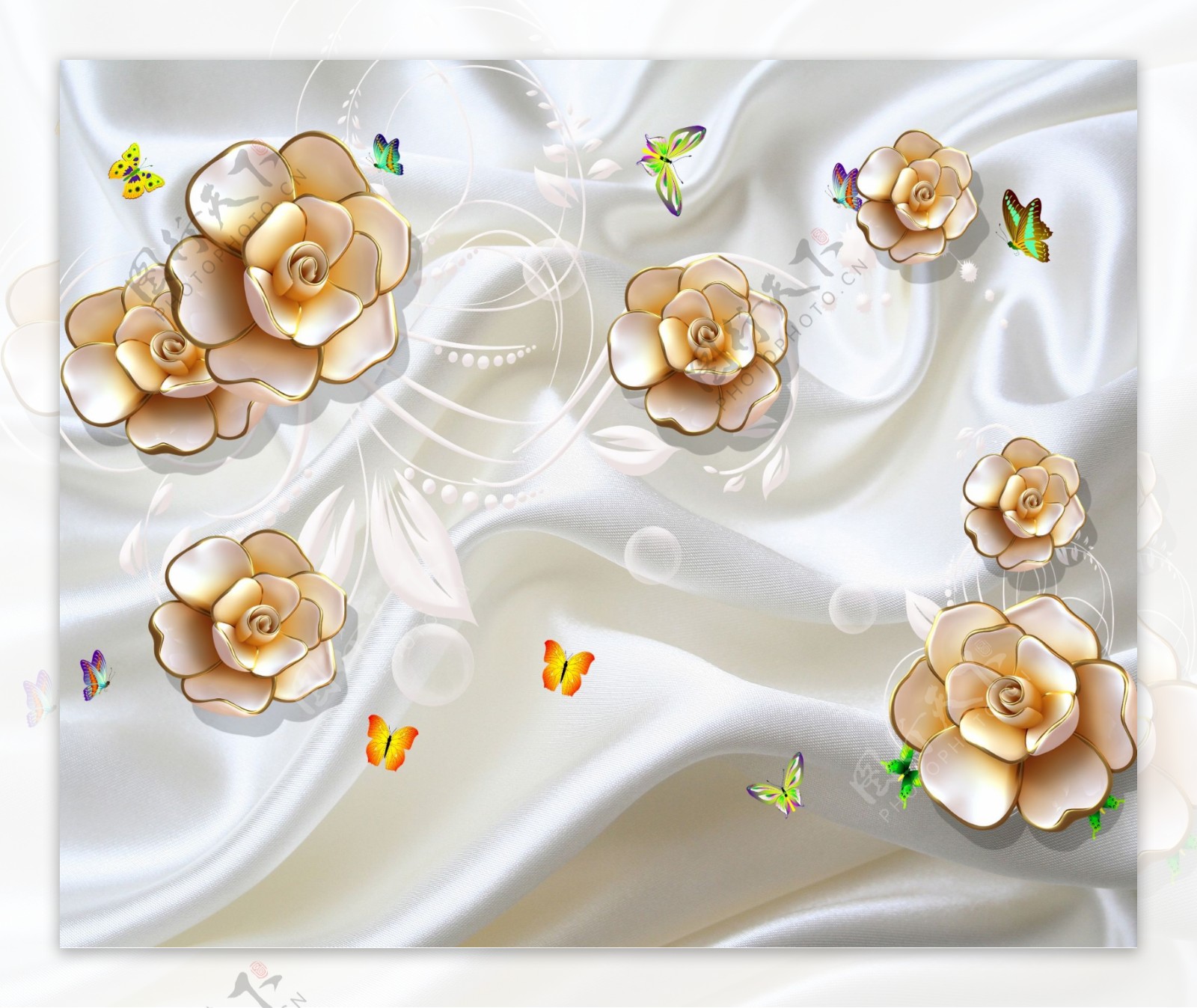 3D立体浮雕花朵背景墙