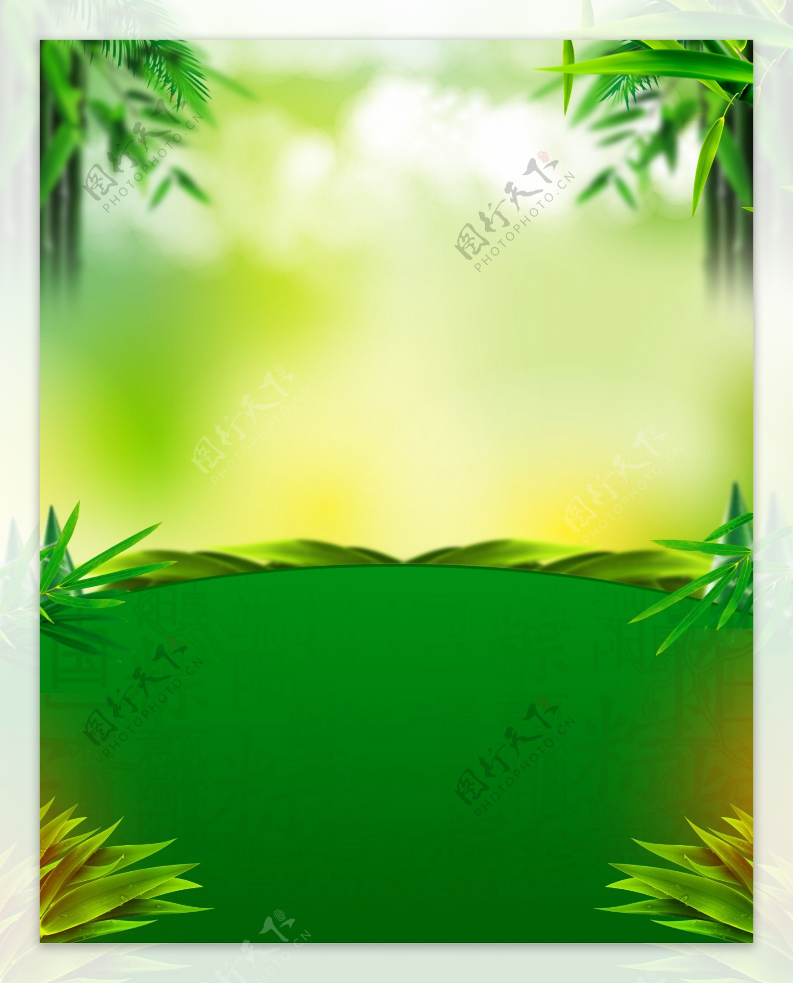 绿色竹叶商午节背景设计
