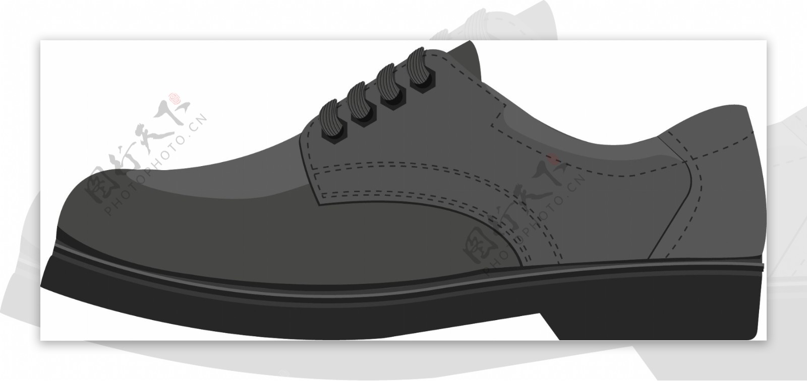 黑色休闲皮鞋矢量图标