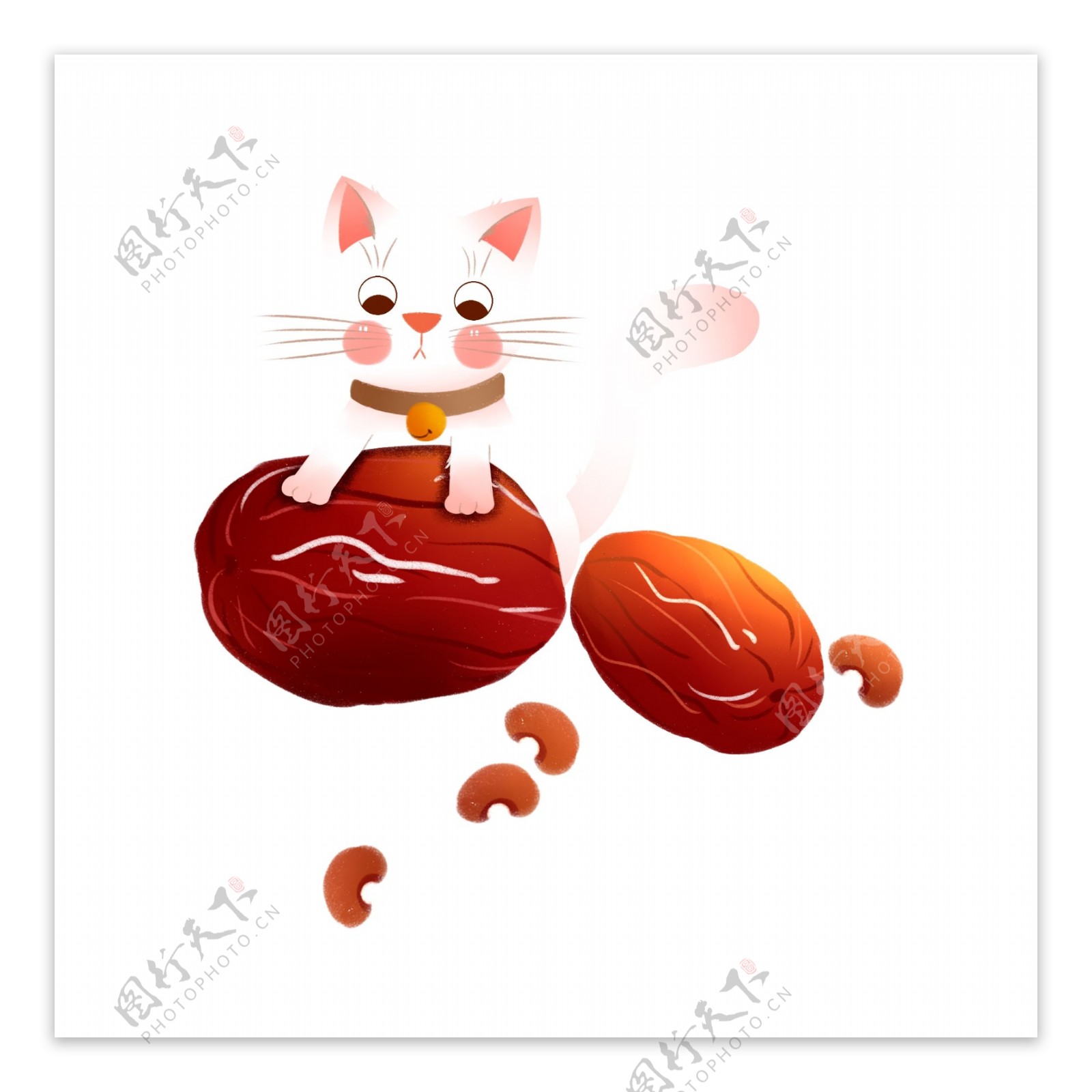 可爱猫咪红枣卡通透明素材
