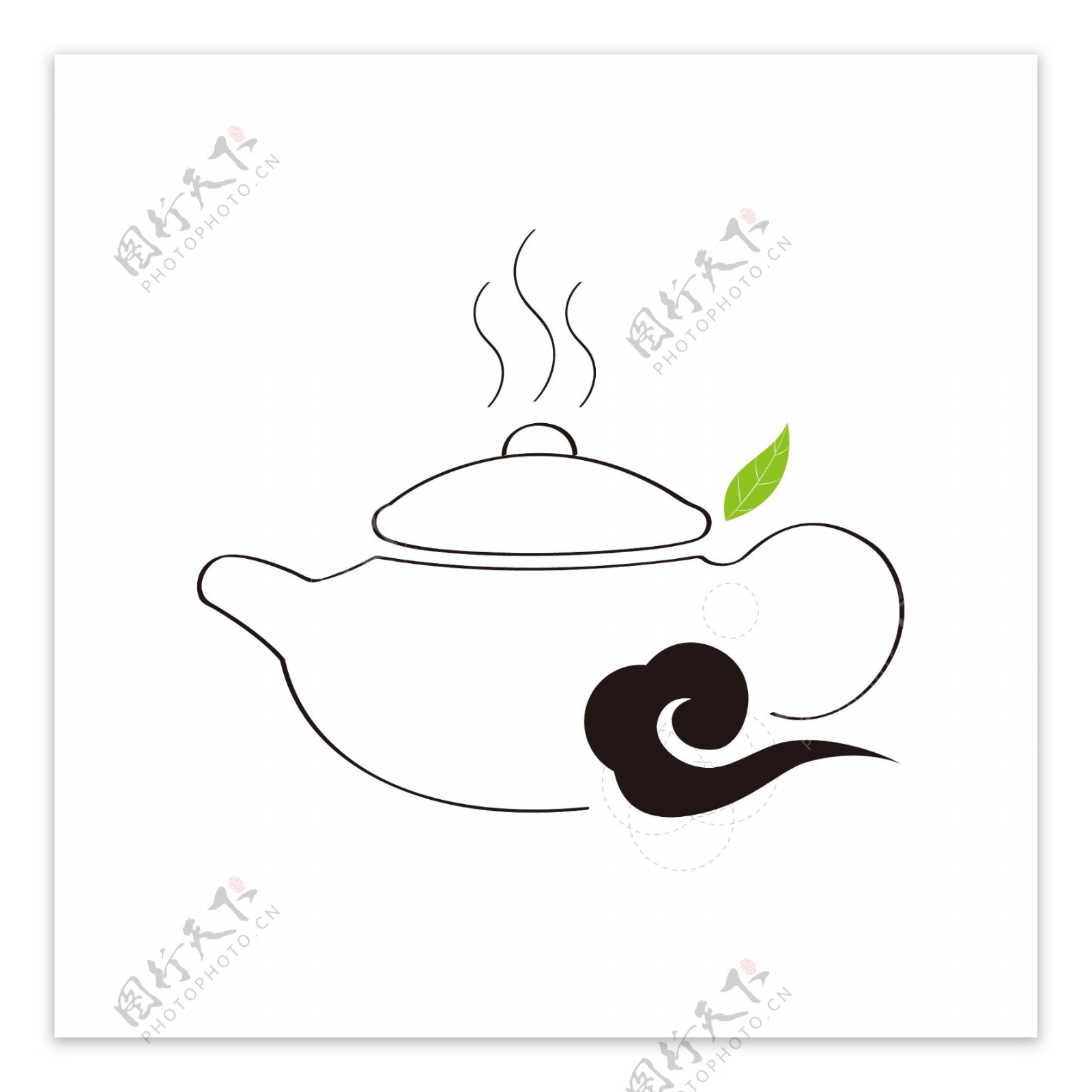 茶壶茶logo祥云叶子