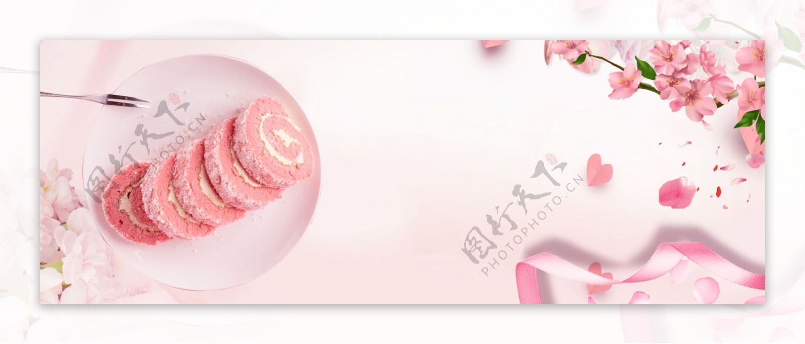 美食节宣传粉色清新海报背景