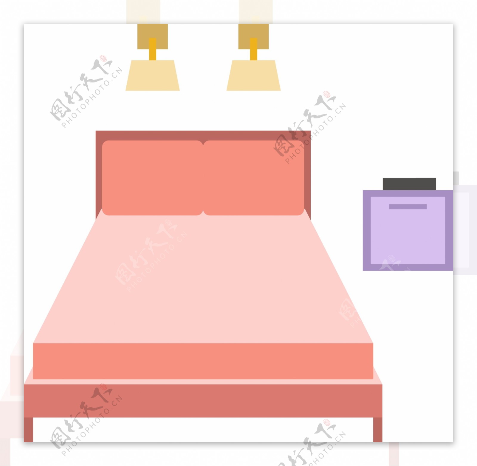 粉红色双人床