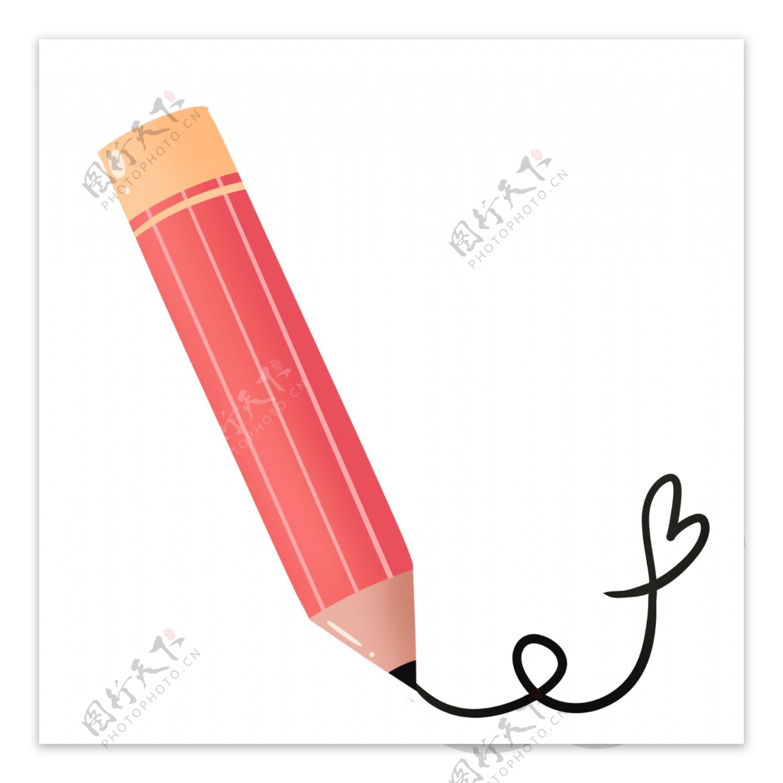 红色卡通手绘儿童节六一铅笔