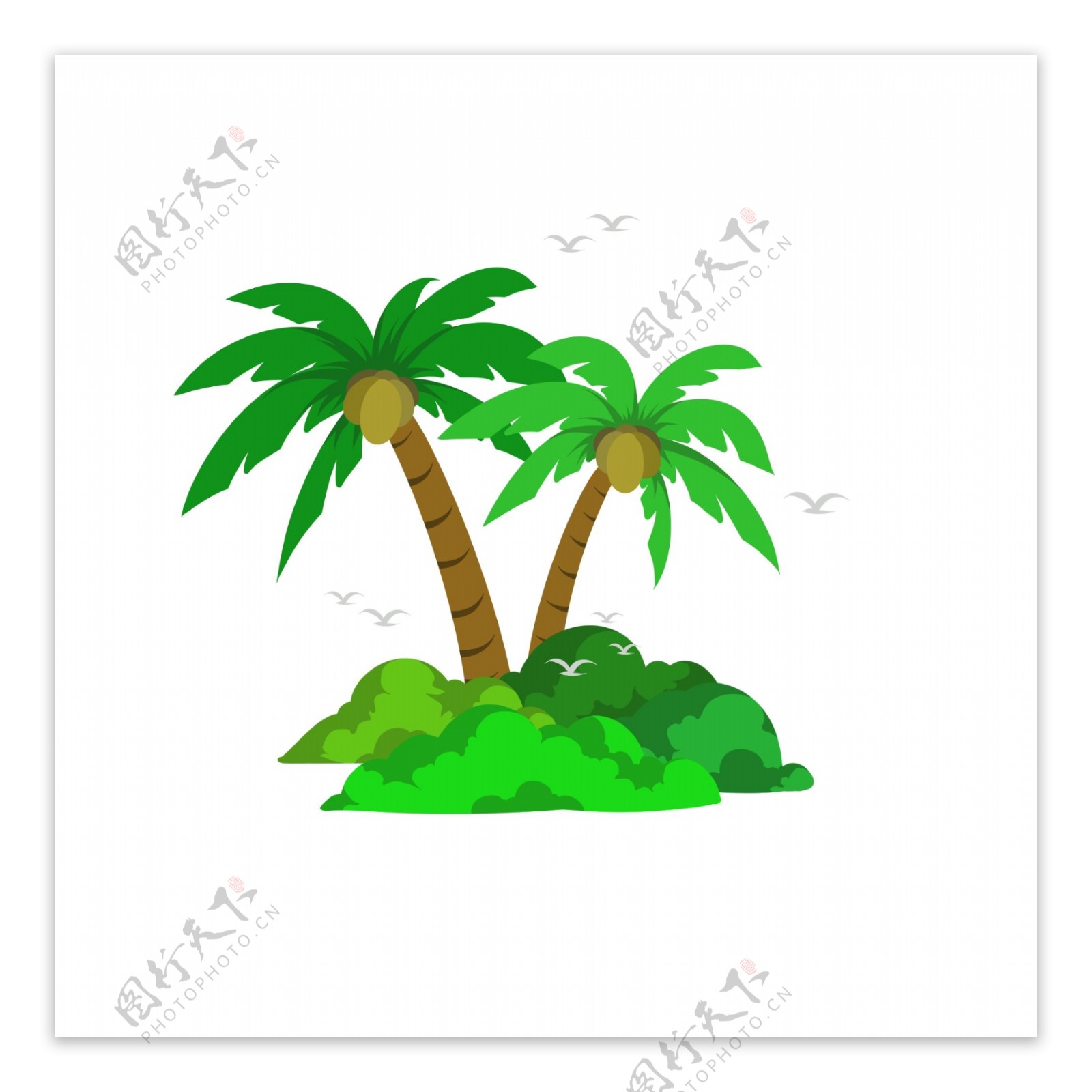 夏天海边椰子树卡通