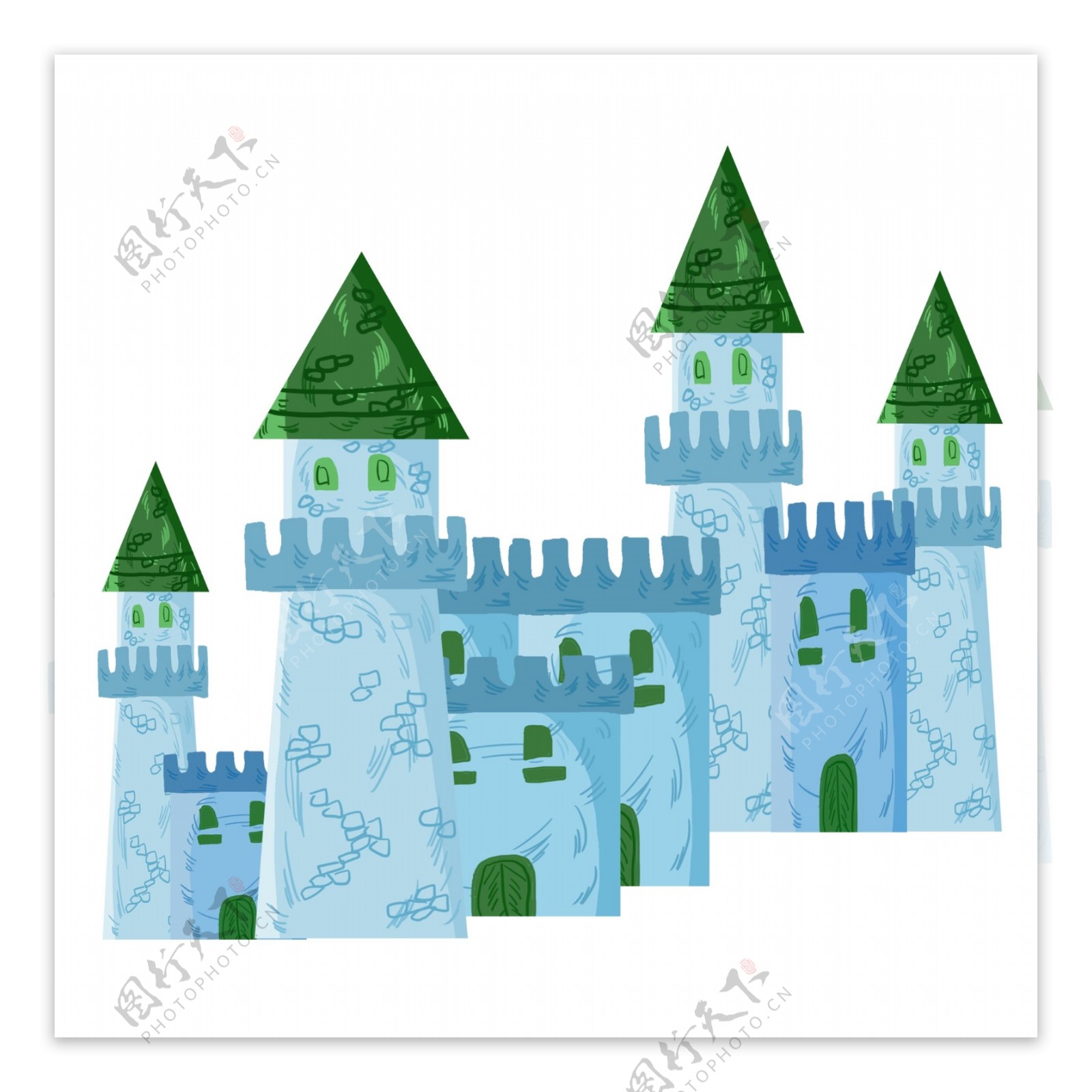 复古蓝色城堡