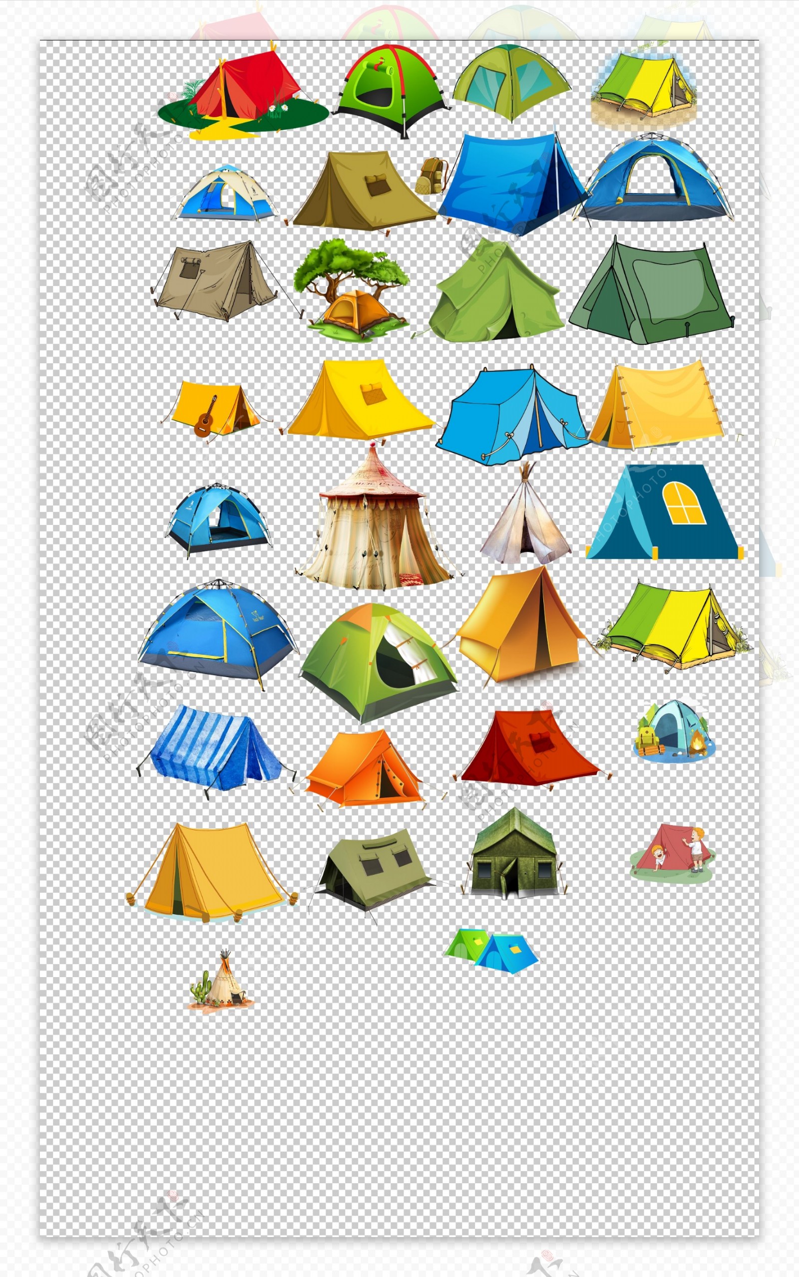 帐篷野营露营手绘可爱野营帐篷