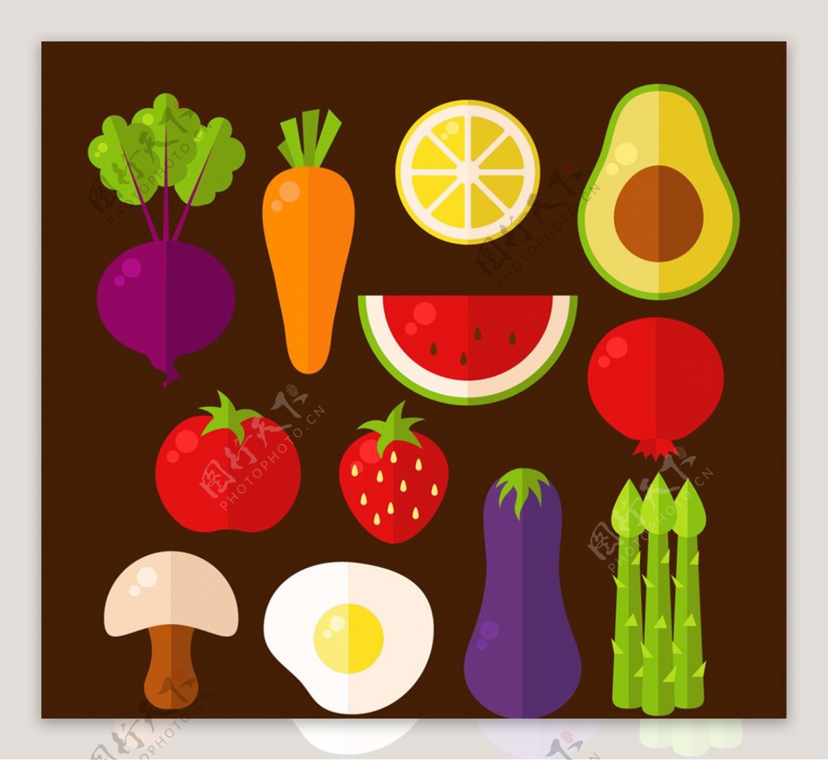 扁平化蔬菜和水果