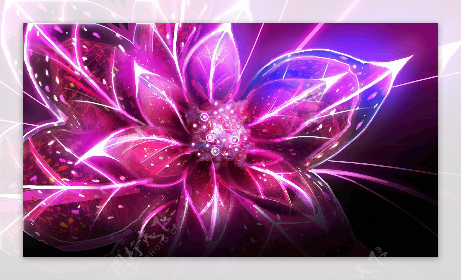 紫色炫光花卉插画背景