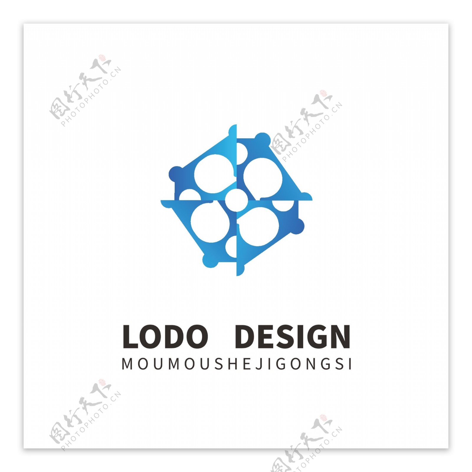原创企业四边形蓝色科技logo设计