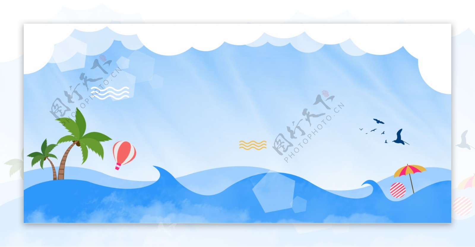 蓝色海洋风banner背景设计