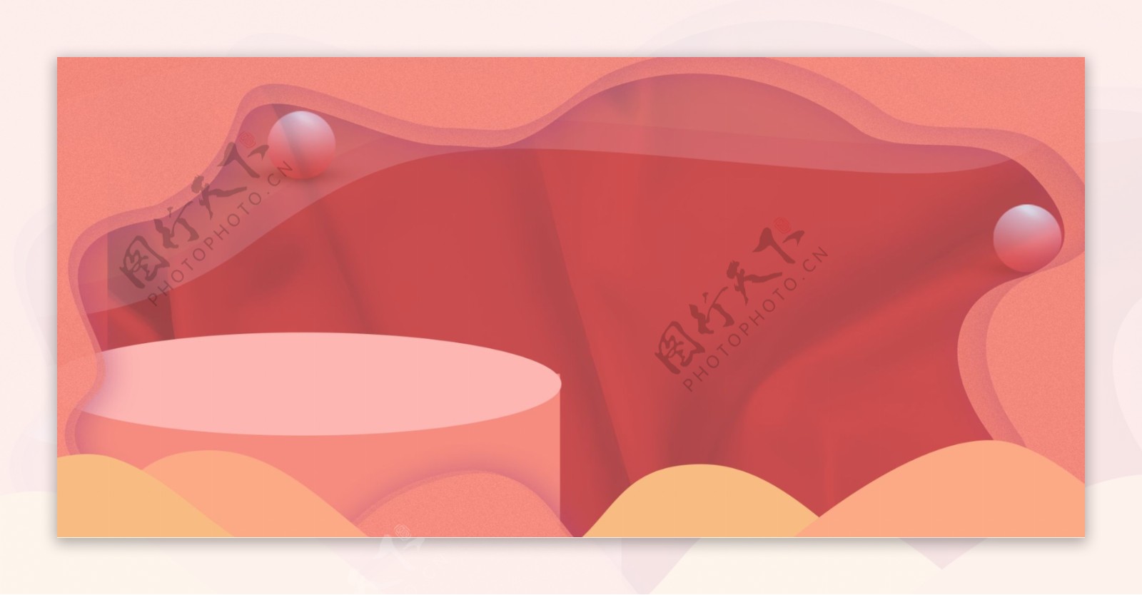 红色圆球平台banner背景设计