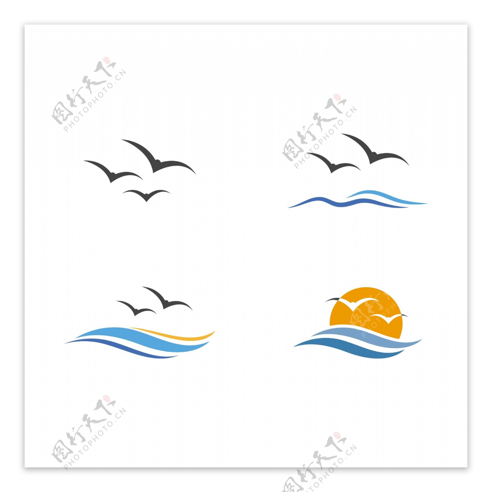 海鸥符号和图标矢量图