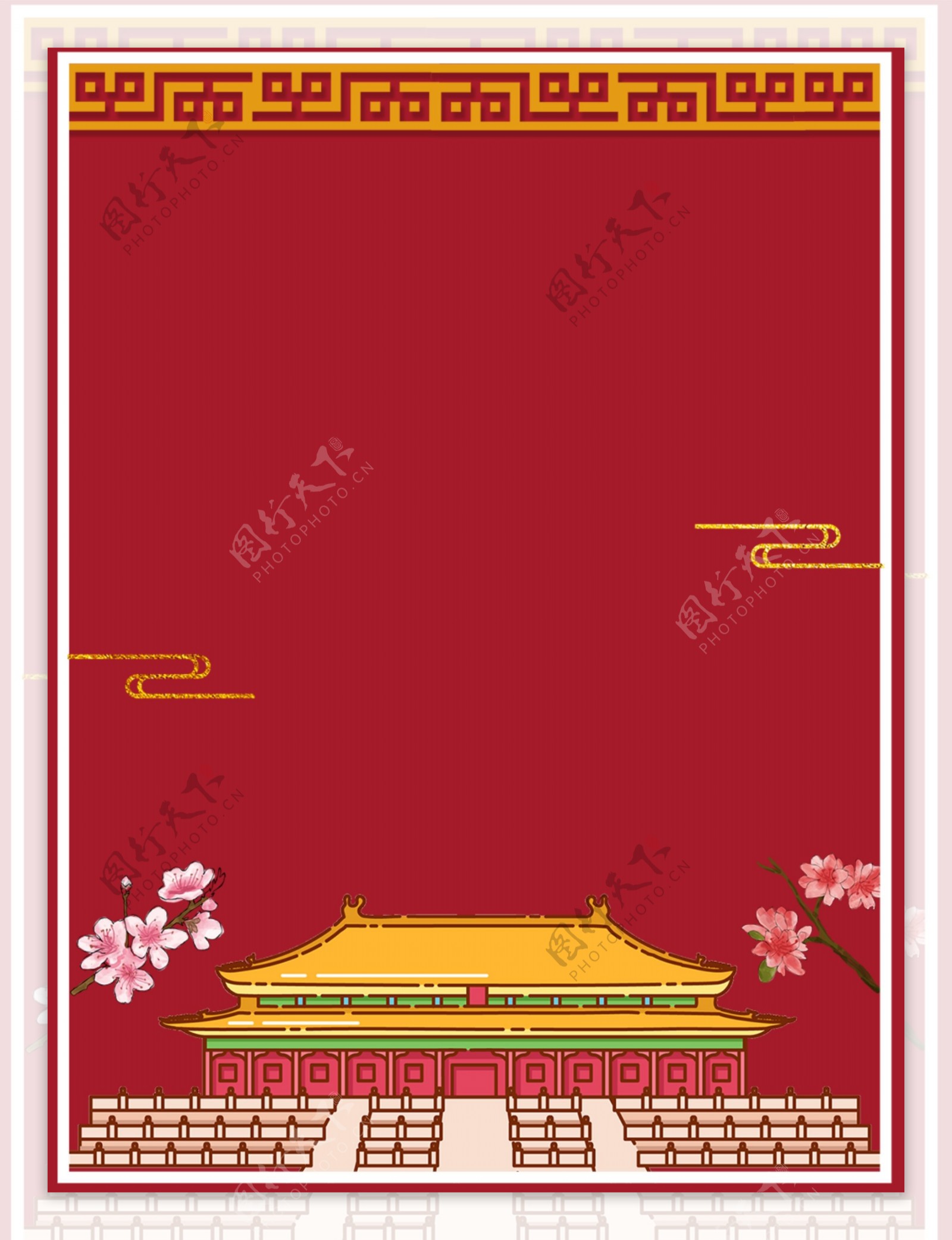 中国风红色国庆故宫背景图