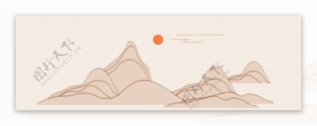 中国山水banner背景设计