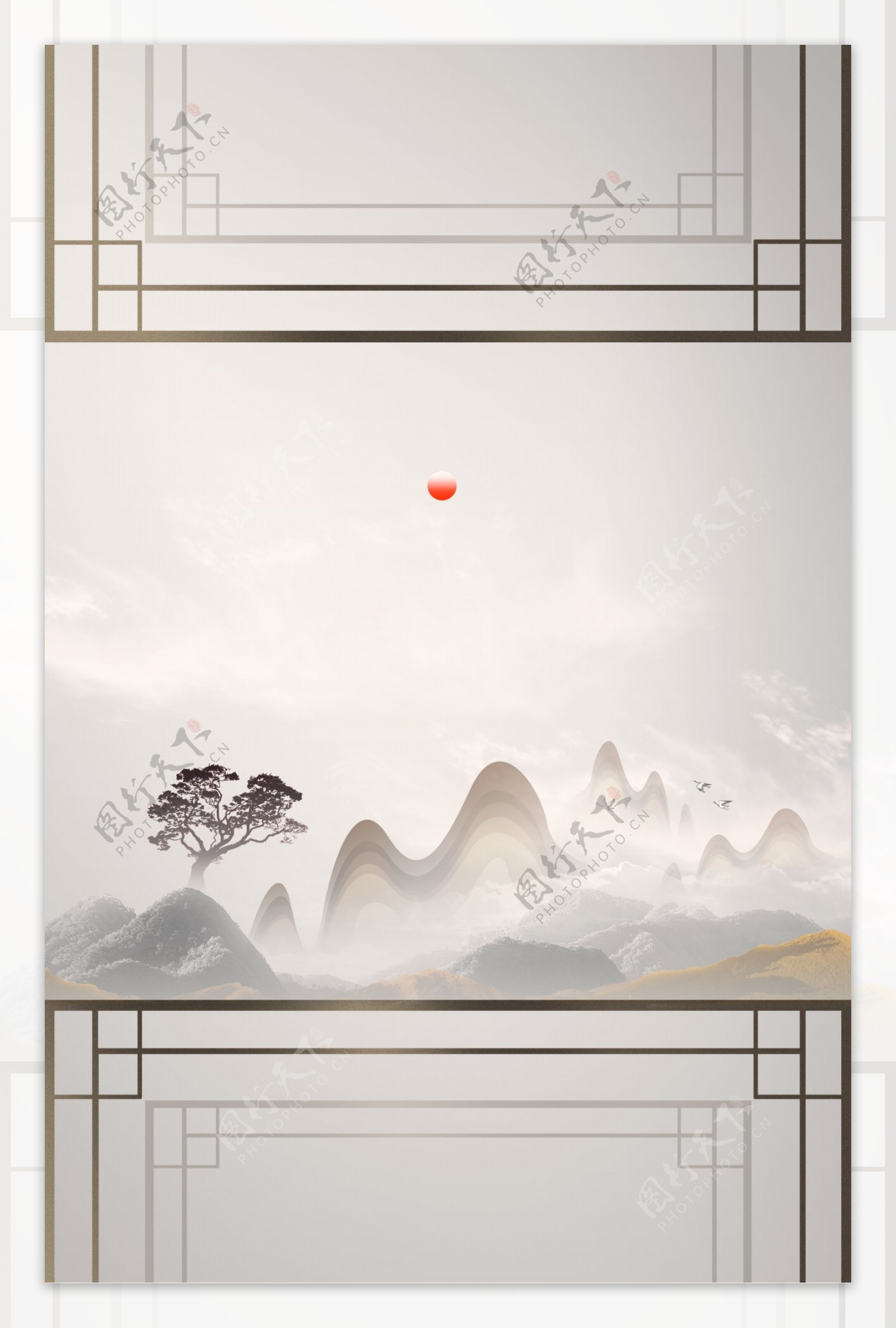 新中式山水文化海报
