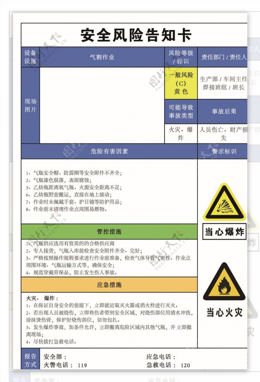 风险告知卡