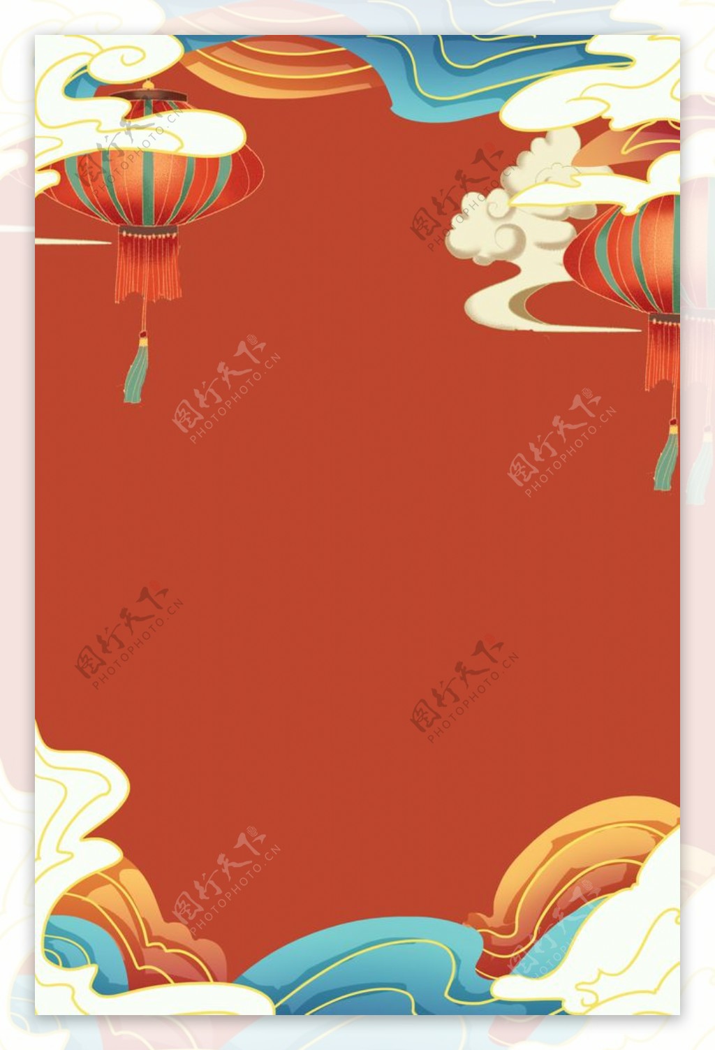 春节新年红色手绘中国风背景