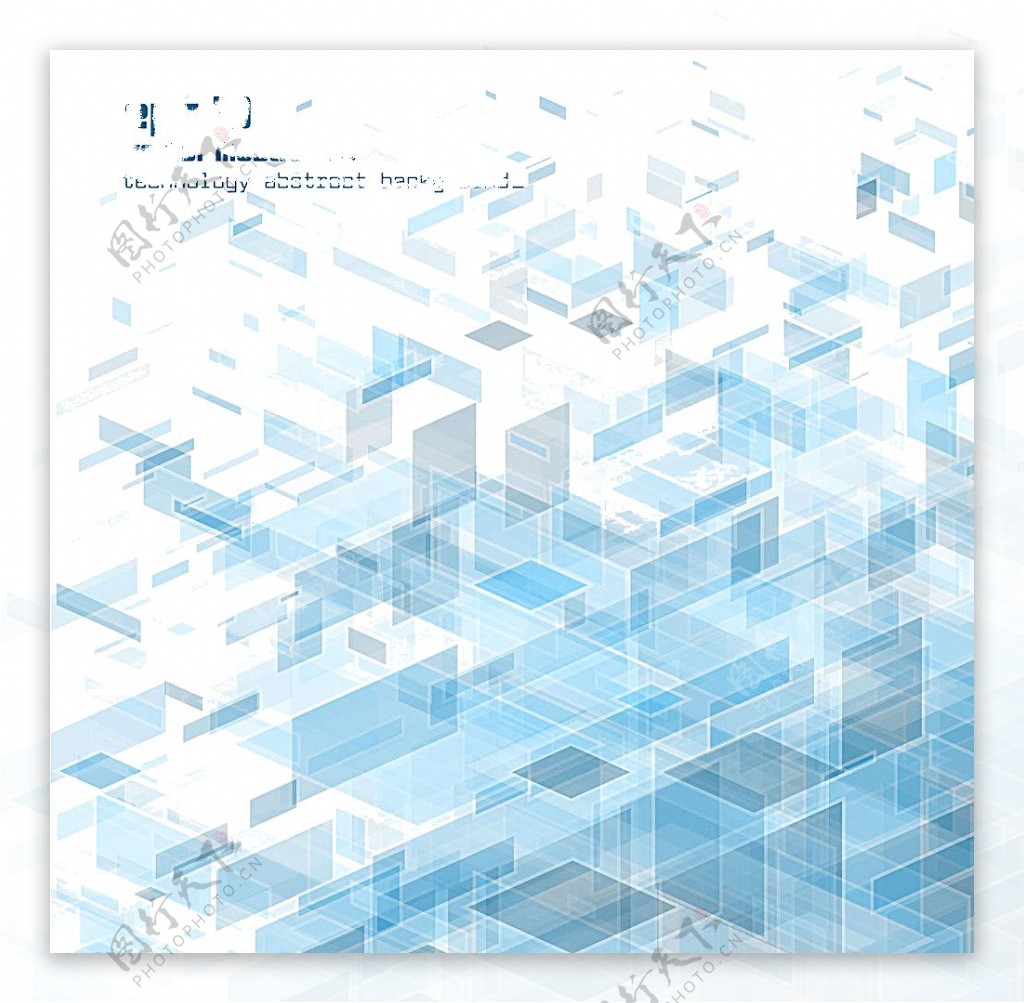 蓝色透明立体方块科技背景图