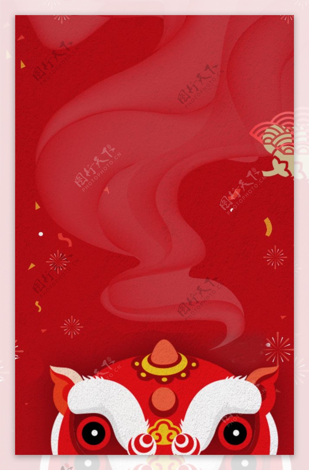 元旦舞狮春节红色背景