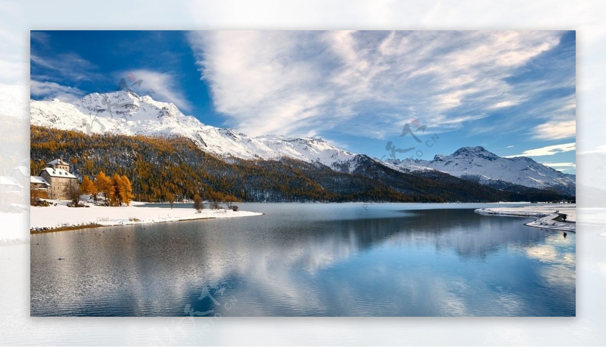 群山天空云彩河流风景