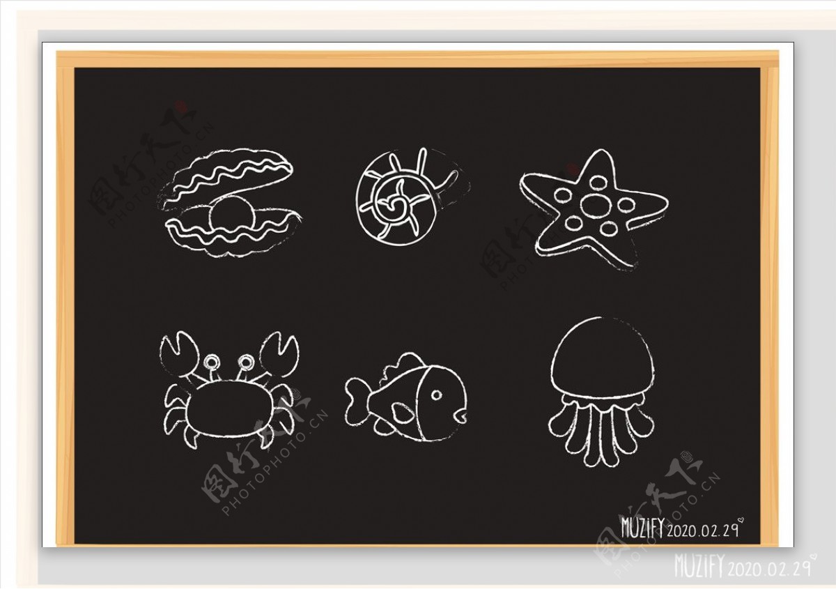 6款入海洋生物黑板画