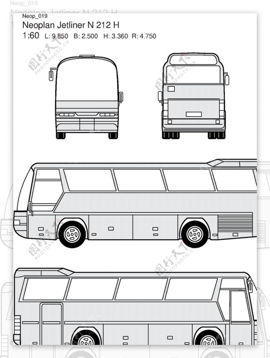 手绘客运汽车