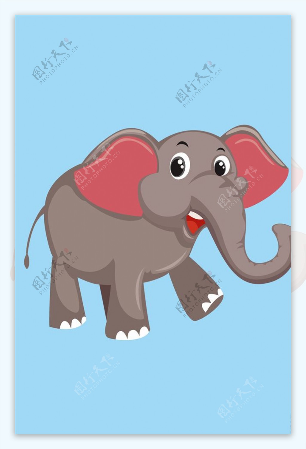大象卡通动物矢量插画手绘