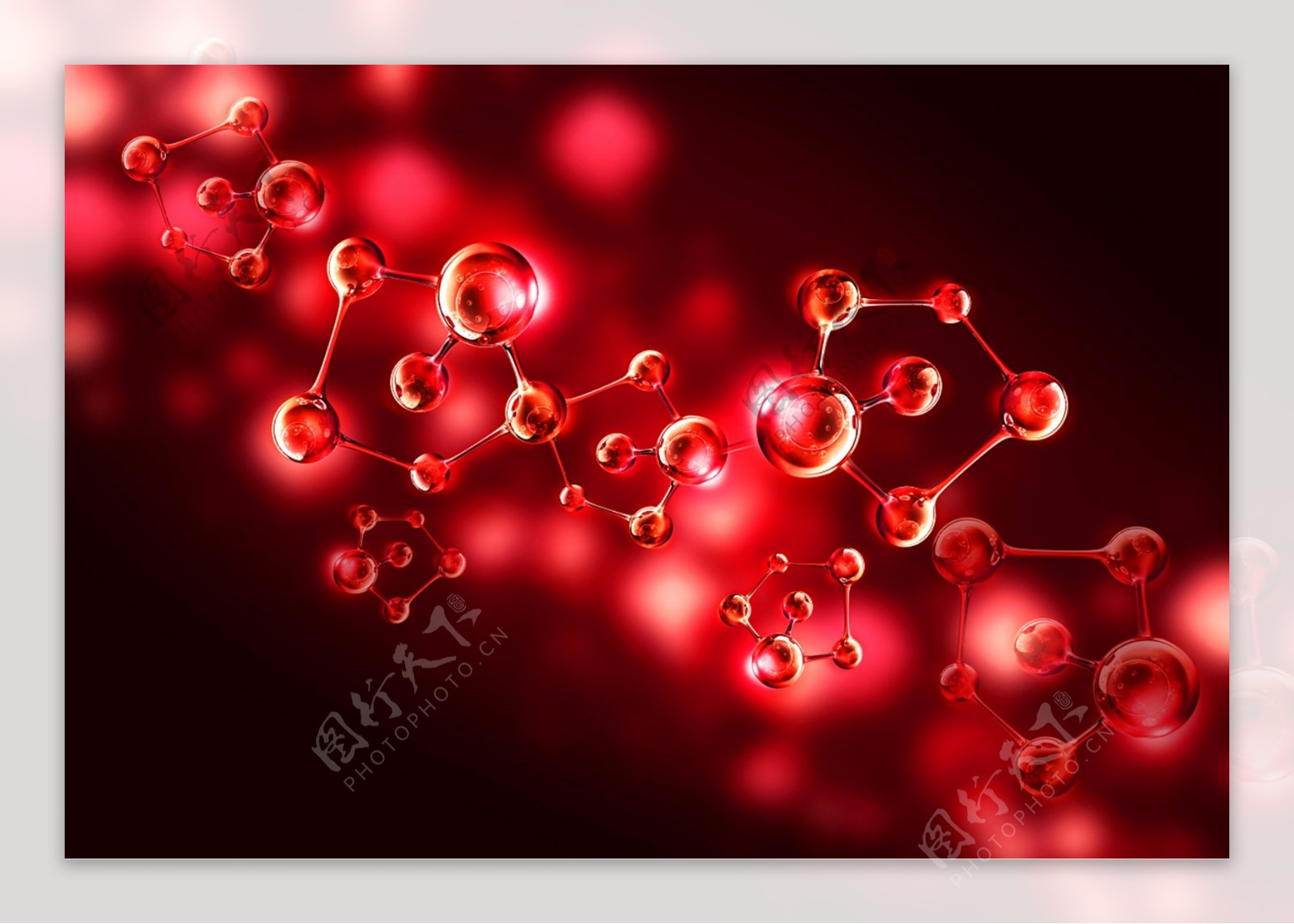 胶原蛋白红色分子结构素材