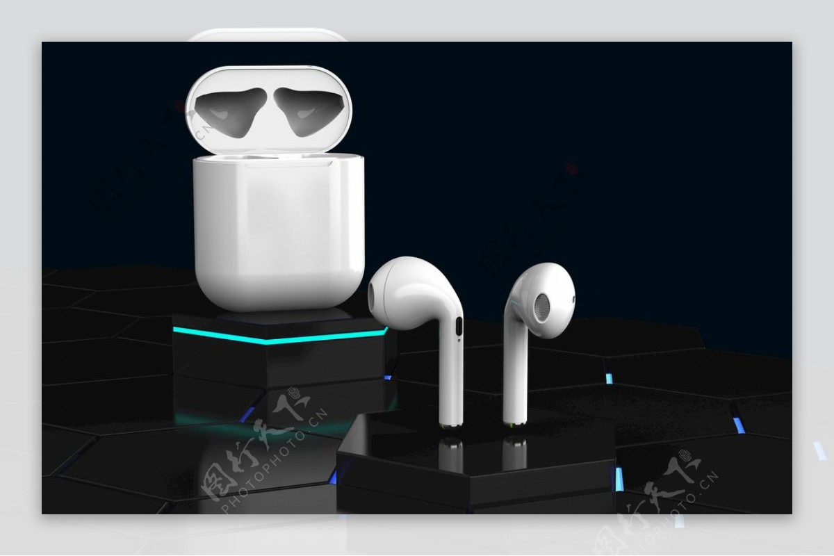 Apple蓝牙耳机渲染图
